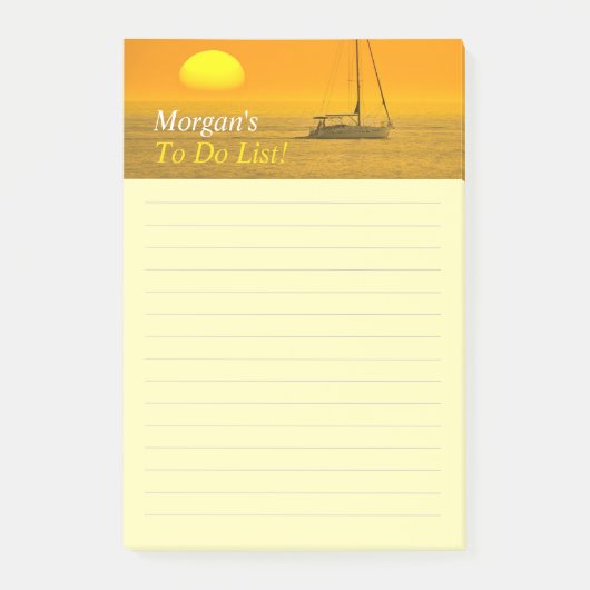 Sunset Sailing Boat, DIY Name Message, Ruled Lines Post-it® Notes (Voorkant)