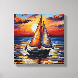Sunset Sailing Canvas Afdruk