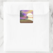 Sunset Sailing Vierkante Sticker (Tas)
