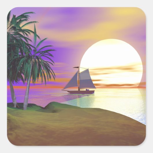 Sunset Sailing Vierkante Sticker (Voorkant)