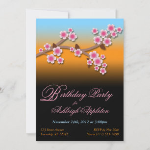 Sunset Sakura Anniversaire Invitations