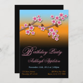 Sunset Sakura Birthday Invitations Kaart (Voorkant / Achterkant)