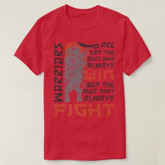 Sunset Samurai Warrior, Keep Fighting Saying Cance T-shirt (Design voorkant)