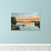 Sunset Scene op het meer Canvas Afdruk (Insitu (Houten vloer))