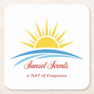 Sunset Scents Logo Coster Vierkante Kartonnen Onderzetter