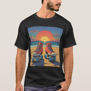 Sunset Schaatsen - Roller Disco Beach T-shirt T-sh