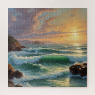 Sunset Seascape Schilderkunst Legpuzzel