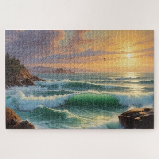Sunset Seascape Schilderkunst Legpuzzel (Horizontaal)