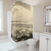 Sunset sepia surf Beach Shower Curtain Douchegordijn (In situ)