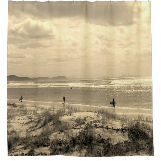 Sunset sepia surf Beach Shower Curtain Douchegordijn (Voorkant)