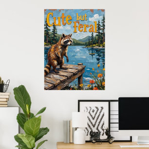 Sunset Serenade: Wasbeer op de Pier Poster