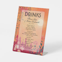 Sunset Serenade Wedding Menu Reclamebord Met Voetstuk