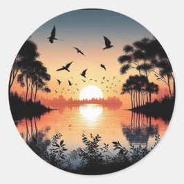 Sunset Serenity Ronde Sticker