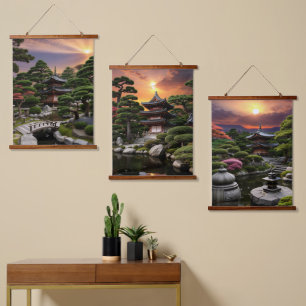 Sunset-serie Japanse tuin Hangend Wandkleed
