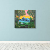 Sunset Shack in Mountain Forest Canvas Afdruk (Insitu (Houten vloer))