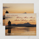 Sunset Silhouette Couple Lake Invitations de maria (Devant / Derrière)