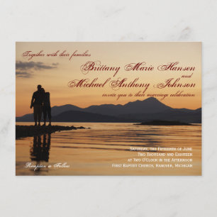 Sunset Silhouette Couple Lake Invitations de maria