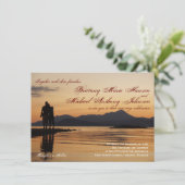 Sunset Silhouette Couple Lake Wedding Invitations Kaart (Staand voorkant)