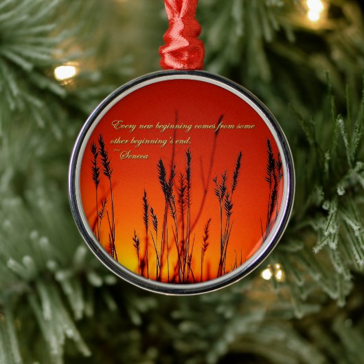 Sunset Silhouette-Inspirerend Metalen Ornament (Boom)