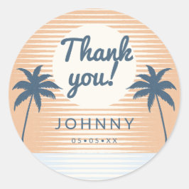 Sunset sinaasappel Blauw Dank u Ronde Sticker