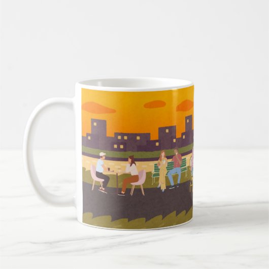 Sunset Sips Café – Urban Chill Mug (Gauche)