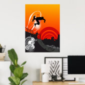 Sunset Skateboarder Poster (Thuiskantoor)