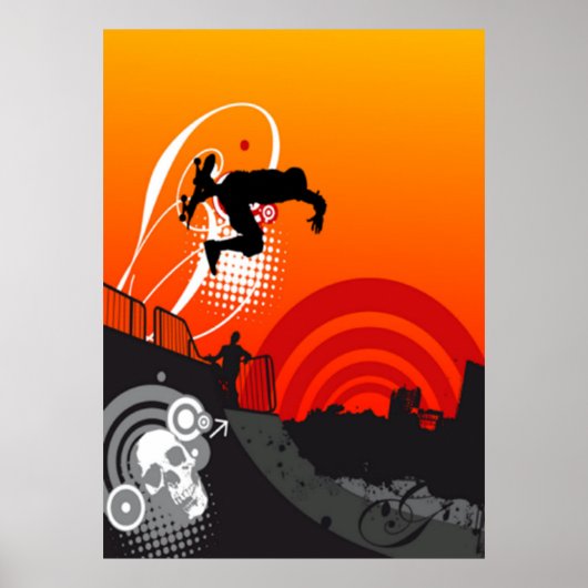 Sunset Skateboarder Poster (Voorkant)