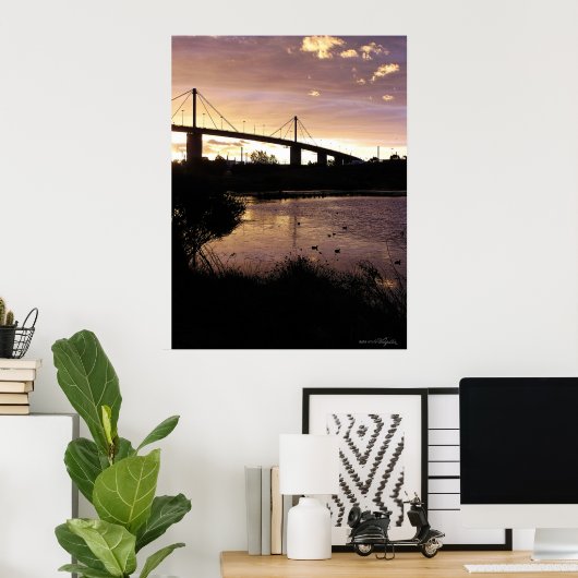 Sunset Skies at Westgate Bridge, affiche de Melbou (Bureau à domicile)