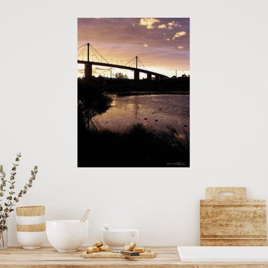 Sunset Skies at Westgate Bridge, affiche de Melbou (Cuisine)