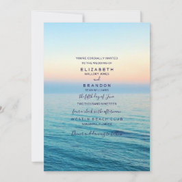 Sunset Skies Beach Ocean Wedding Invitation Kaart