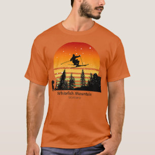 Sunset Skiing at Whitefish Mountain MT with skier T-shirt