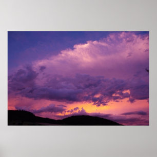 Sunset Sky Cloudy Paarse Landscape Natuur Summer Poster