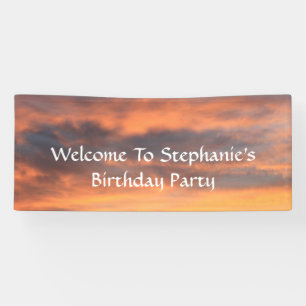 Sunset Sky Foto Birthday Party Custom Colorful Spandoek