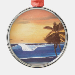 Sunset Sky, Palms & Ocean Metalen Ornament