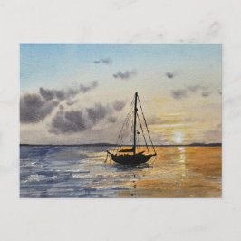 Sunset Sky Watercolor Painting  Feestdagenkaart
