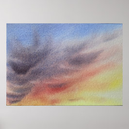 Sunset Sky Watercolor Painting  Poster