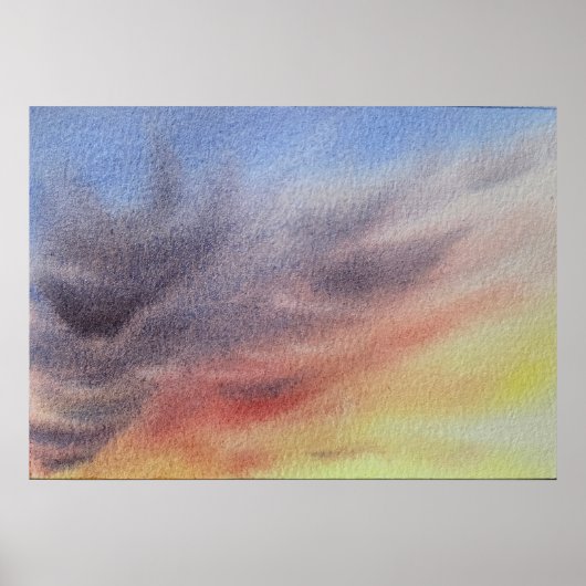 Sunset Sky Watercolor Painting  Poster (Voorkant)