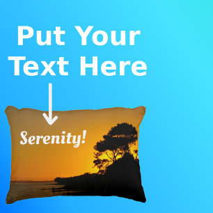 Sunset Sky Zwart Silhouet Bomen Fototekst Accent Kussen