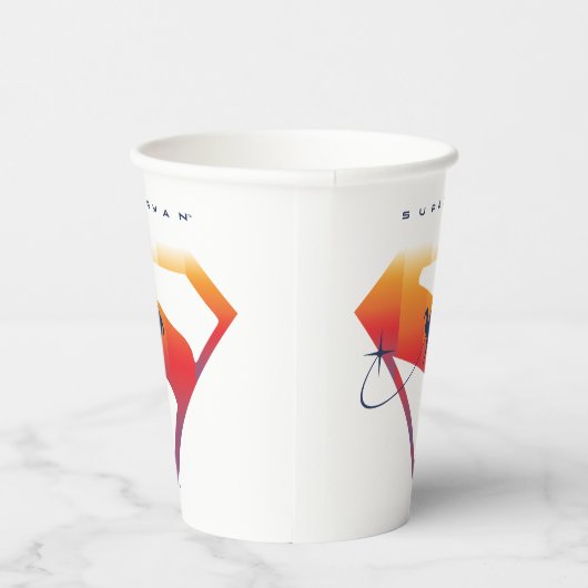 Sunset Solar Superman Shield Papieren Bekers (Rechts)