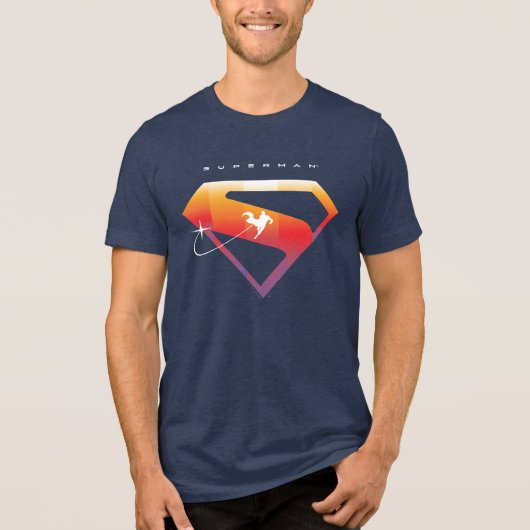 Sunset Solar Superman Shield Tri-Blend Shirt (Voorkant)