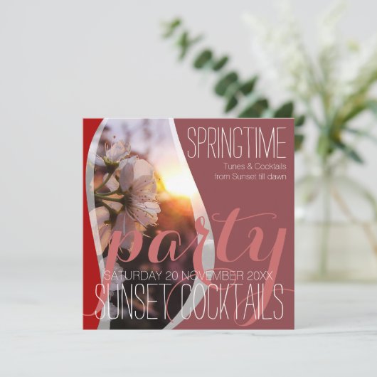 Sunset Spring Blossoms Invitations Cocktail Party (Debout devant)