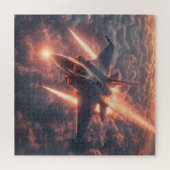 Sunset Strike Fighter Over Wolken – Puzzel (Horizontaal)
