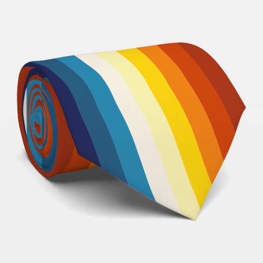  Sunset Stripes Kleurrijke Regenboog Stropdas (Opgerold)