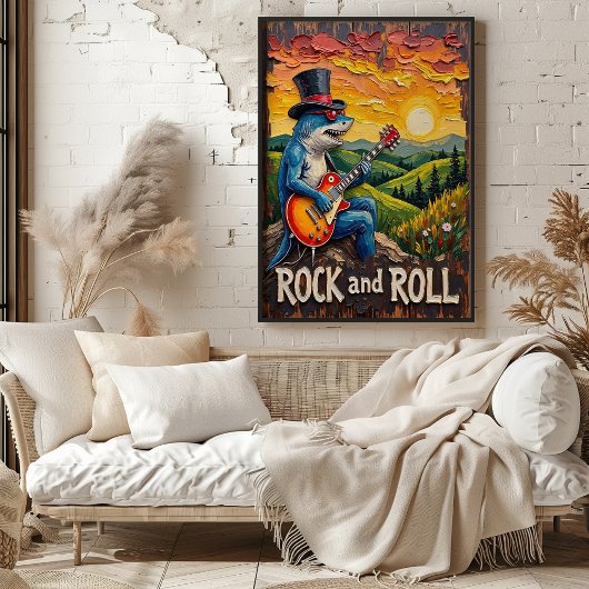Sunset Strums: Shark's Rock Anthem Poster