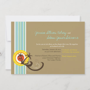Sunset Summer Palms Tropical Beach Wedding Invite Kaart