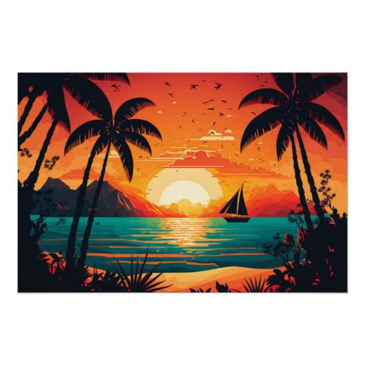 SUNSET SUMMER, ULTRA-COLORFUL PERFECT POSTER (Voorkant)