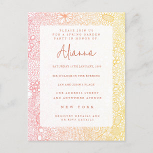 Sunset Sunrise Garden Scene Artiest Coral Peach Briefkaart