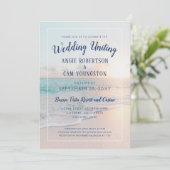 Sunset Sunrise Sandy Ocean Beach Wedding Kaart (Staand voorkant)