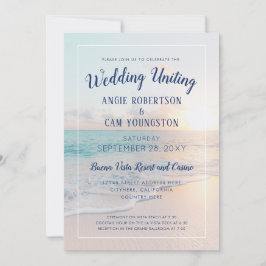 Sunset Sunrise Sandy Ocean Beach Wedding Kaart