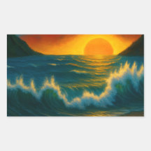 Sunset Surf – Bold Ocean Wave Art Sticker